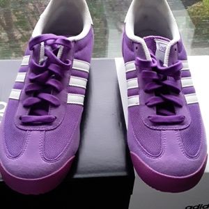 Adidas dragon purple white suede
